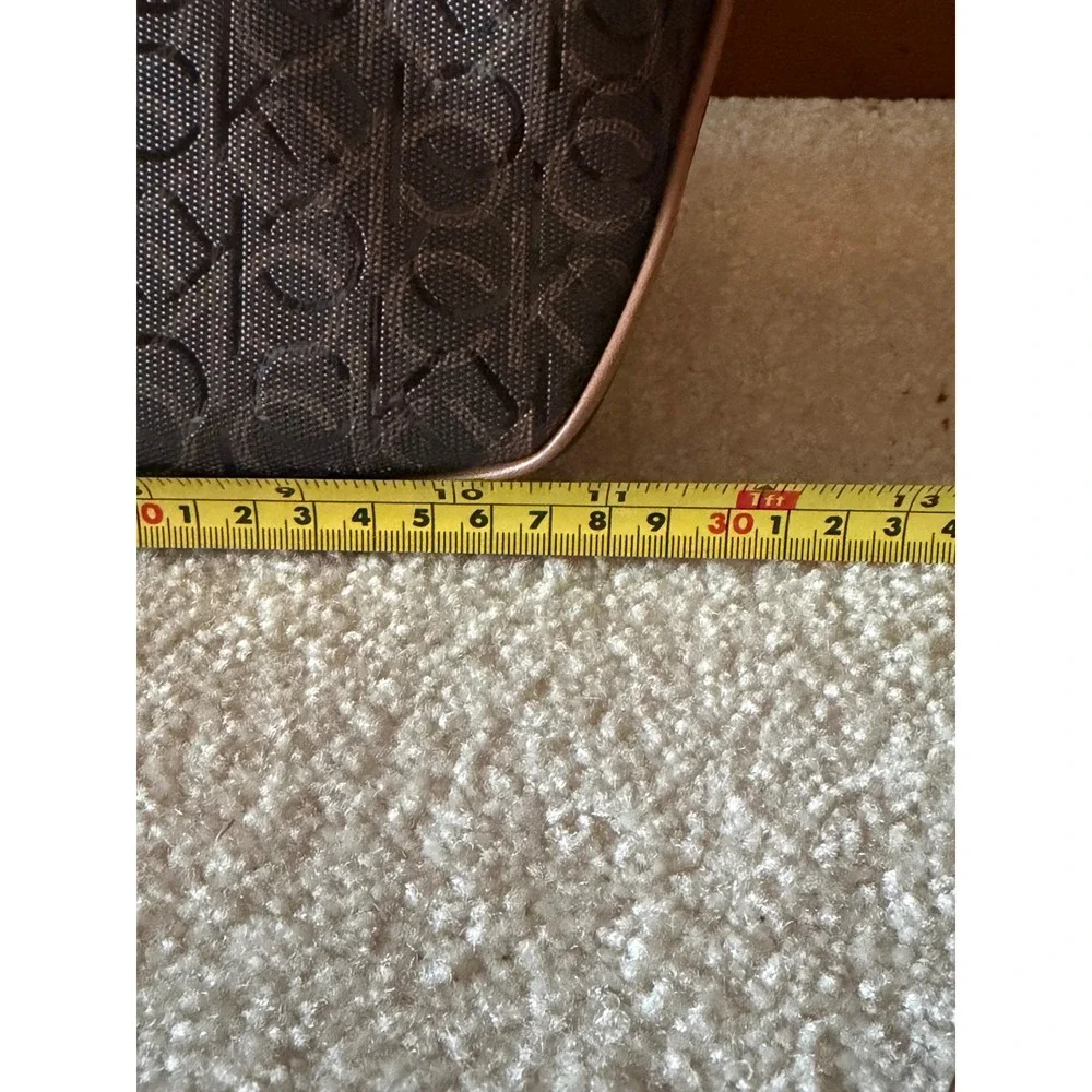 Calvin Klein Monogram Satchel Brown Cognac Logo Dome Crossbody Bag